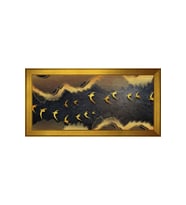 Soyut Şekiller Motifli Kanvas Tablo 80 x 110 cm Gold Çerçeve