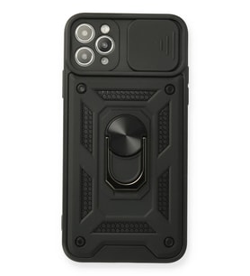 Pilelistore   iPhone 11 Pro Max Kılıf Pars Lens Yüzüklü Silikon - Siyah