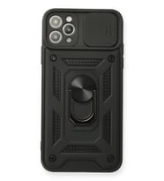 Pilelistore   iPhone 11 Pro Max Kılıf Pars Lens Yüzüklü Silikon - Siyah