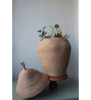 Jüt Kapaklı Saklama Sepeti, Hasır Naturel Jüt Saksı, Banyo, Mutfak Rustik Organizer