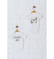 Pia Baby Premium %100 Pamuk İsme Özel Organik Baskılı İkili Set Çıtçıtlı Bebek Body Zıbın Modelleri 5038-17 (Ekru)