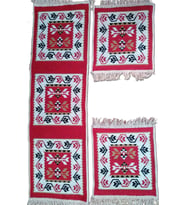 Antik Kilimden Serme Oto Kılıfı Takımı, binek araçlar için, 3 Parça 40x130cm (Kırmızı)