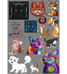 Kediler Sticker Set 7 16 Parça Telefon, Tablet, Defter, Laptop Sticker