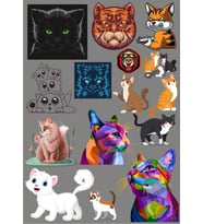 Kediler Sticker Set 7 16 Parça Telefon, Tablet, Defter, Laptop Sticker