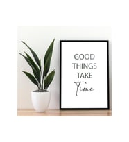 "good Things Take Time" Yazılı Siyah Çerçeve Görünümlü Ahşap Duvar Tablosu