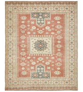 Kırmızı Halı El Dokuma Klasik Stil Madalyon Desenli Salon Halısı Vintage Mat Yüzey