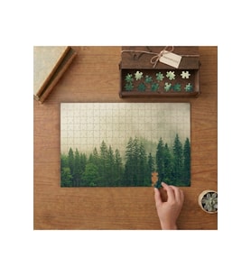 Yeşil Çam Ağaçları - Sisli Hava Tasarımı 240 parça Ahşap Puzzle Ahşap Kutuda MP05505