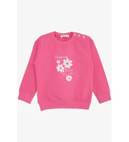 Breeze Kız Bebek Sweatshirt Simli Çiçek Baskılı 9 Ay-3 Yaş, Pembe