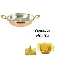 Bakır 14 Cm Tava Seti , Şekerlik Hediyeli