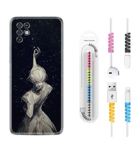INFINIX Note 11 Pro Note 10 Hot 9 Play Kılıf Kablo Koruma Spiral Silikon Star Woman 1332