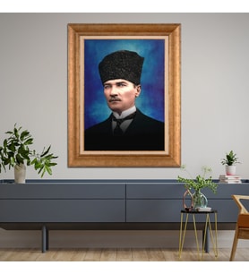 Altın Varaklı Paspartulu Çerçeveli Tablo rv596