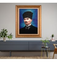 Altın Varaklı Paspartulu Çerçeveli Tablo rv596