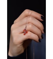925 Ayar Gümüş Rose Kaplama Kasım Ayı Doğum Taşlı Kübik Drop Kolye