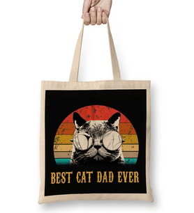 Mens Best Cat Dad Ever Funny Cat Dad Father Vintage Gift Bez Çanta Uzun Saplı