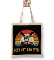 Mens Best Cat Dad Ever Funny Cat Dad Father Vintage Gift Bez Çanta Uzun Saplı