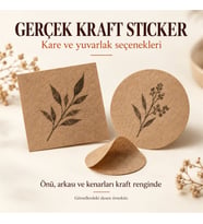 Kişiye Özel Gerçek Kraft Sticker Kare veya Yuvarlak