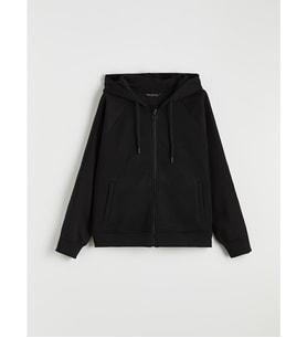 LCW Limitless Siyah Kolları Çıtçıtlı Kadın Oversize Kalın Fermuarlı Sweatshirt