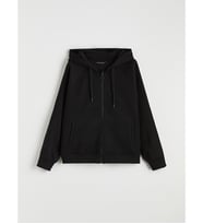 LCW Limitless Siyah Kolları Çıtçıtlı Kadın Oversize Kalın Fermuarlı Sweatshirt