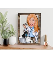 BK Gift Kişiye Özel Kadın Veteriner Hekim Karikatürlü 3D Ahşap Tablo, Sevgiliye Hediye, Arkadaşa Hediye, Yıl Dönümü Hediyesi, Doğum Günü Hediyesi-1