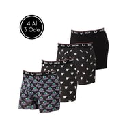 Erkek Likralı Desenli ve Düz 4'lü Boxer Paketi (Gri)