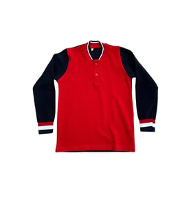 Çocuk Pamuklu Yumuşak Dokulu Hakim Yaka Kırmızı Arkası Lacivert Sweatshirt