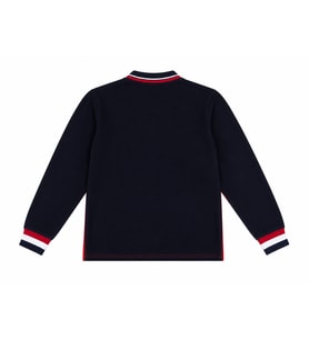 Çocuk Pamuklu Yumuşak Dokulu Hakim Yaka Ön Kırmızı Arkası Lacivert Sweatshirt