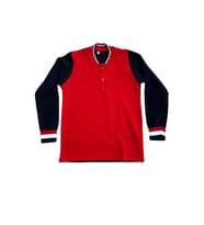 Çocuk Pamuklu Yumuşak Dokulu Hakim Yaka Kırmızı Arkası Lacivert Sweatshirt