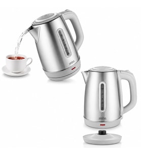 İNOKS ÇELİK KETTLE SU ISITICISI KABLOSUZ KULLANIM 1.8LT 360° DÖNEBİLME OTOMATİK KAPANMA SK-8031 (5343)