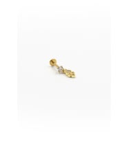 Gold Taşlı Sallantılı Tragus Helix Piercing - Anti Alerjik, Kararma Yapmaz
