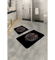 Siyah Hayvan Temalı Banyo Halısı Klozet Paspas Seti BS275