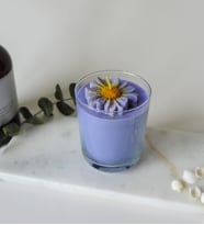 Organik Doğal Lavanta Kokulu Soya Wax El Yapımı Cam Mum 250 Cc