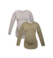 LuvmaBelly MYRA2304_2307 Hamile tshirt seti (Haki-Gri)