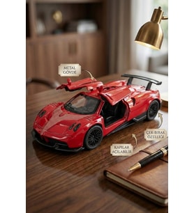 Metal Çek Bırak Oyuncak Araba Pagani Huayra Model 12cm Kapıları Açılan Spor Araba Diecast