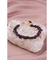 Doğal Lal Granat ( garnet ) Taşlı Kadın Bileklik - 300204 (Bordo)
