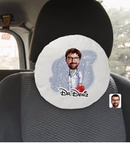 BK Gift Kişiye Özel İsimli Acil Tıp Teknisyeni Karikatürlü Yuvarlak Araç Koltuk Yastığı-1