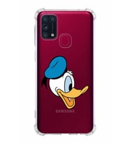 Samsung Galaxy M31  Köşe Korumalı Antişok Kapak Donald Duck Tasarımlı Şeffaf  Kılıf