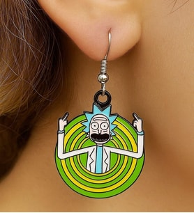 Rick and Morty Şekilli Mineli Kadın Küpe Çift Adet El Yapımı Küpe