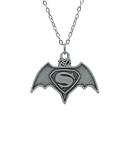 Batman Süperman Erkek Kadın Kolye Antik Gümüş Kaplama - 60 cm Düz Zincir