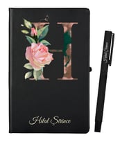 Kişiye Özel Sevgiliye Hediye Siyah Defter ve Siyah Roller Kalem Seti