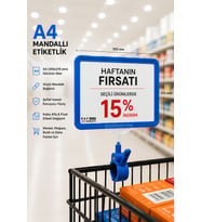 A4 Mandallı Fiyatlık Etiketlik Sepet Raf Askılık Fiyat Etiketi Çerçeveli Market Mağaza Mavi