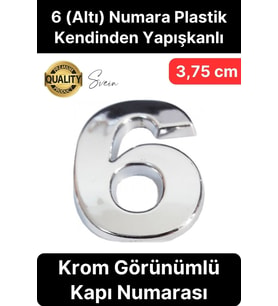 No 6 Kapı Numarası Kendinden Yapışkanlı Masa Dolap Plastik Ev Posta Kutusu Dış Mekan Daire 3,75 cm