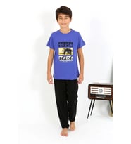 pilelistore- Erkek Çocuk Kısa Kol Penye Pijama Takım Saks