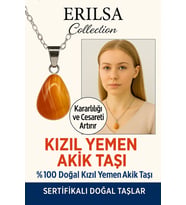 Sertifikalı Damla Model Kızıl Yemen Akiği Kolye – Sabır, Koruma ve Ruhsal Güç Nazar Taşı (Çok Renkli)