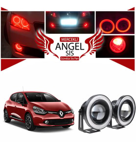 Renault Clio 4 Uyumlu, Universal Mercekli Led Angel Sis Farı, 76mm Kırmızı Renk