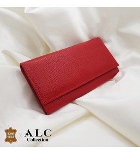 ALC Collection Kapaklı Kırmızı Renk Klasik Çıtçıtlı Yatay Kadın Cüzdan