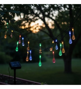 Güneş Enerjili Damla LED Aydınlatma - 12 Metre Bahçe, Balkon ve Teras için Renkli Süs Işığı (Çok Renkli)
