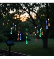 Güneş Enerjili Damla LED Aydınlatma - 12 Metre Bahçe, Balkon ve Teras için Renkli Süs Işığı (Çok Renkli)