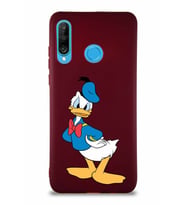 Huawei P30 Lite Soft Premier Kapak Donald Duck-D Tasarımlı Silikon Kılıf - Mürdüm (Şeffaf)