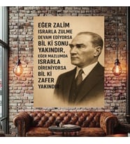 ATATÜRK ÖZLÜ SÖZ KANVAS TABLO EV DUVAR SALON OFİS DÜKKAN İŞ YERİ HEDİYELİK DEKARASYON SÜSÜ (Çok Renkli)