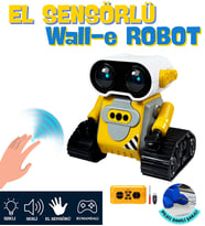 El Sensörlü Akıllı WALL-E Akıllı Robot Uzaktan Kumandalı 360° Dönen Dahili Şarjlı Işıklı Sesli Fonksiyon İnteraktif Akıllı Oyuncak Robot (Sarı)